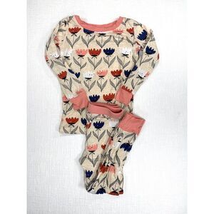 Little Sleepies Bamboo Pajama Set Two Piece Flower Friends Toddler Size 2T